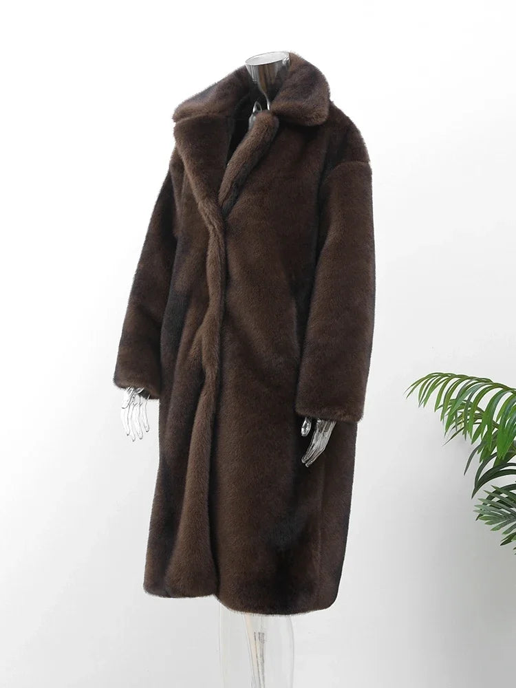 Abrigo Largo de Invierno con Forro de Imitación de Piel para Mujer | Uso Diario y Exterior