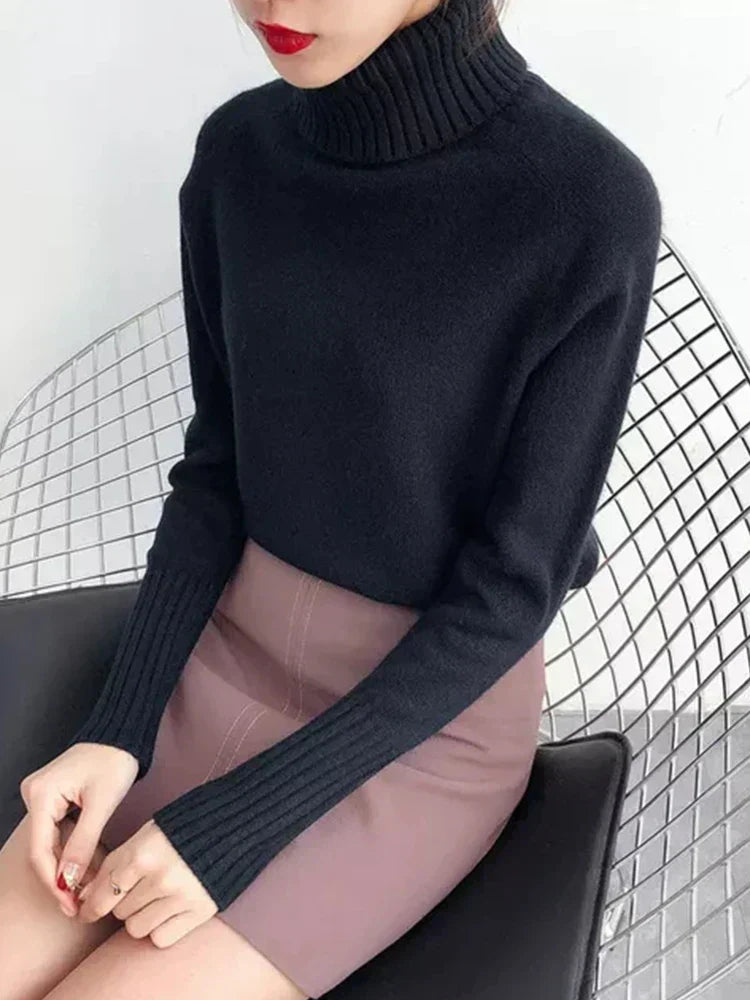 Jersey De Cuello Alto Con Tejido De Canalé Para Mujer | Ideal Para Invierno