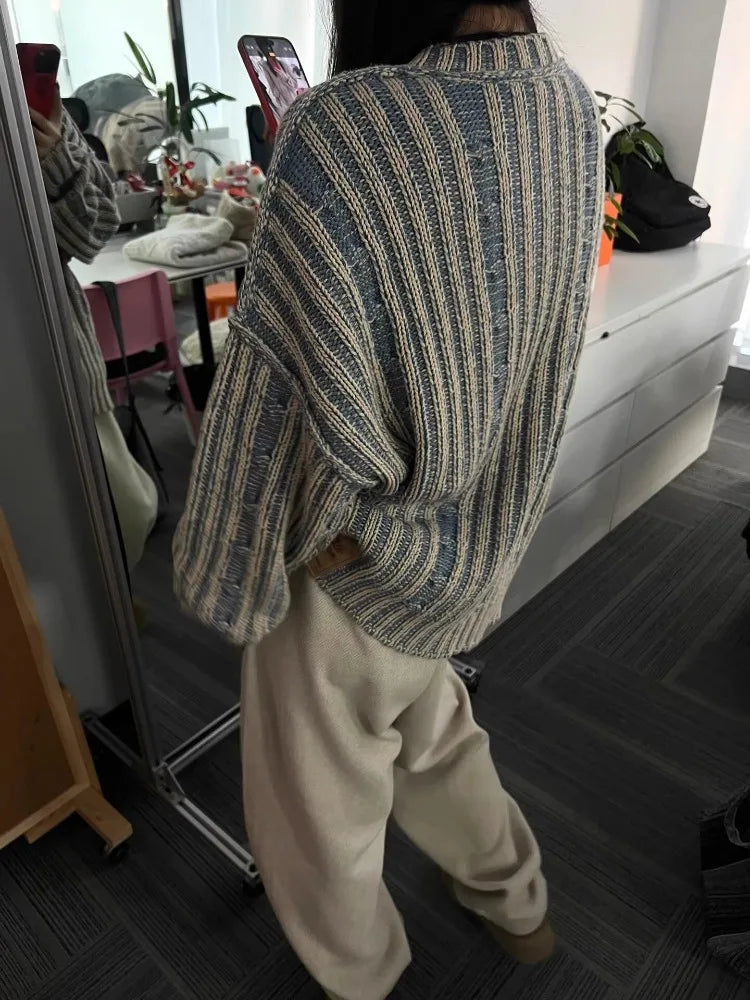 Jersey De Rayas Con Corte Oversize Para Mujer | Ideal Para Uso Diario