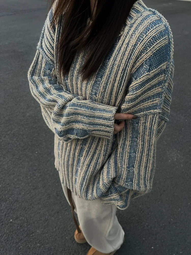 Jersey De Rayas Con Corte Oversize Para Mujer | Ideal Para Uso Diario