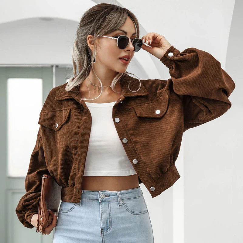 Chaqueta Corta Con Cierre De Botones Para Mujer | Ideal Para Uso Diario