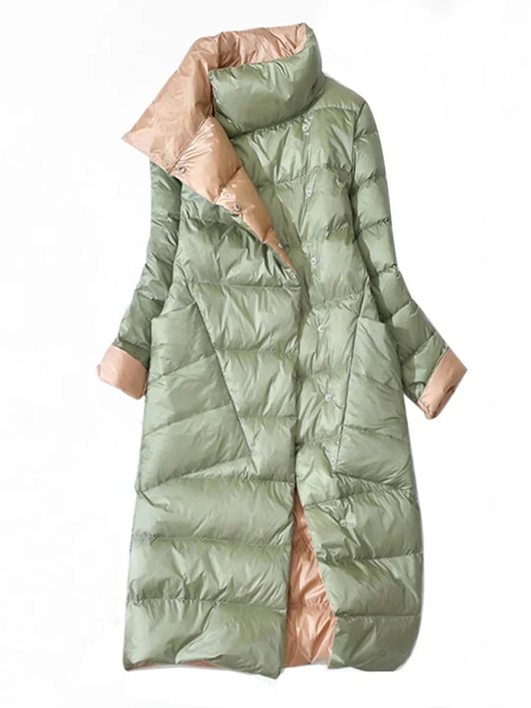 Manteco Largo con Estampado de Cuadros y Cierre de Botones para Mujer | Ideal para Invierno