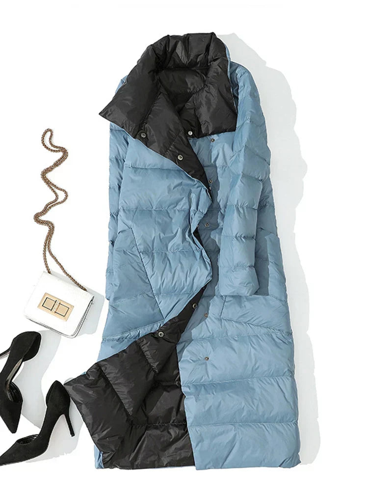 Manteco Largo con Estampado de Cuadros y Cierre de Botones para Mujer | Ideal para Invierno