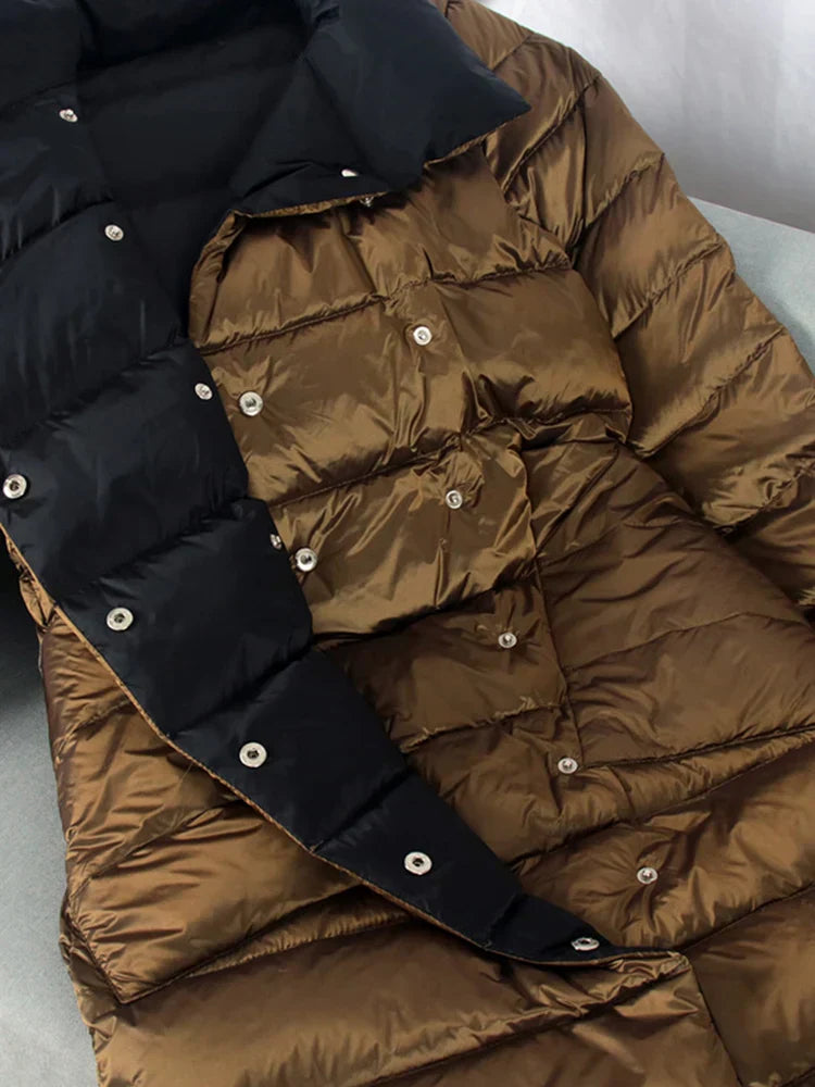 Manteco Largo con Estampado de Cuadros y Cierre de Botones para Mujer | Ideal para Invierno