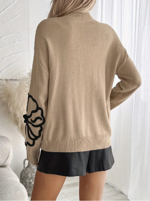 Jersey De Punto Con Bordado Floral Para Mujer | Ideal Para Uso Diario