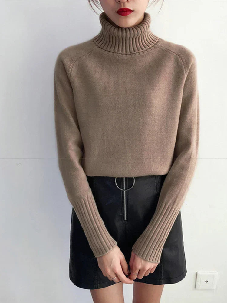 Jersey De Cuello Alto Con Tejido De Canalé Para Mujer | Ideal Para Invierno