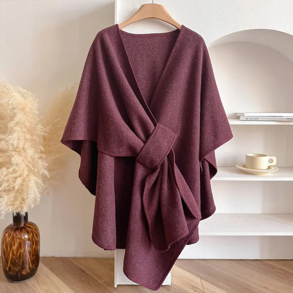 Manteo Tipo Poncho con Cinturón Ajustable para Mujer | Ideal para Entretiempo y Clima Fresco