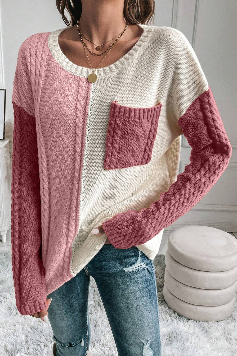 Jersey con Motivo Color Block y Manga Larga Para Mujer | Ideal Para Uso Diario