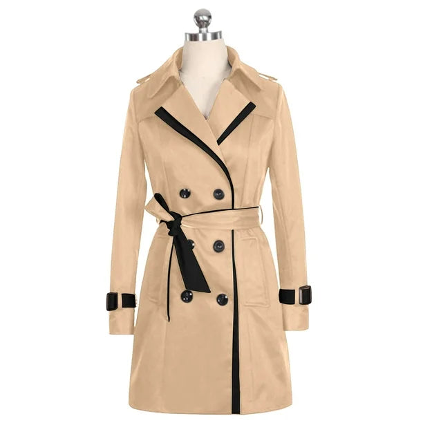 Trench Coat con Cinturón Ajustable y Doble Abotonadura para Mujer | Ideal para Entretiempo