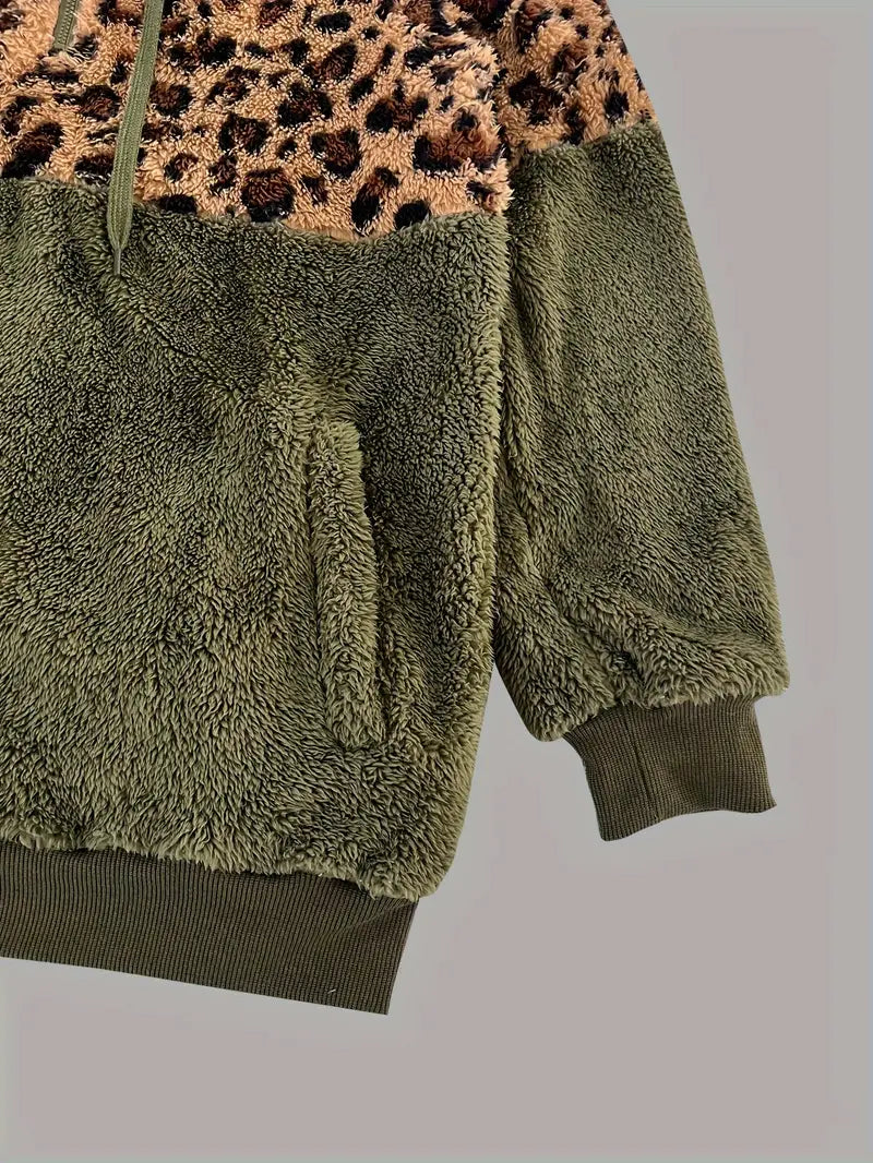 Sudadera Con Capucha e Imprimé Leopardo Para Mujer | Ideal Para Uso Diario