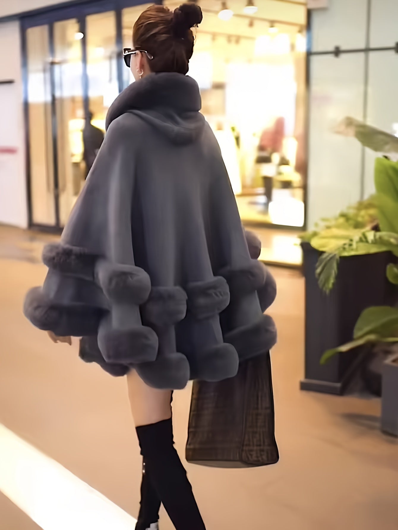 Capa-Mantón Oversize Con Capucha Para Mujer | Ideal Para Uso Diario En Otoño E Invierno
