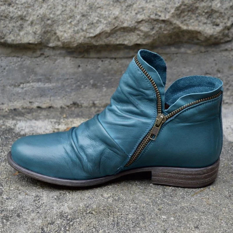 Botines Con Cremallera Lateral y Detalle Fruncido Para Mujer | Ideal Para Uso Diario