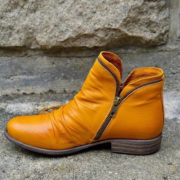 Botines Con Cremallera Lateral y Detalle Fruncido Para Mujer | Ideal Para Uso Diario
