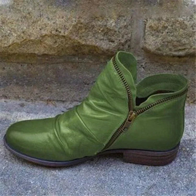 Botines Con Cremallera Lateral y Detalle Fruncido Para Mujer | Ideal Para Uso Diario