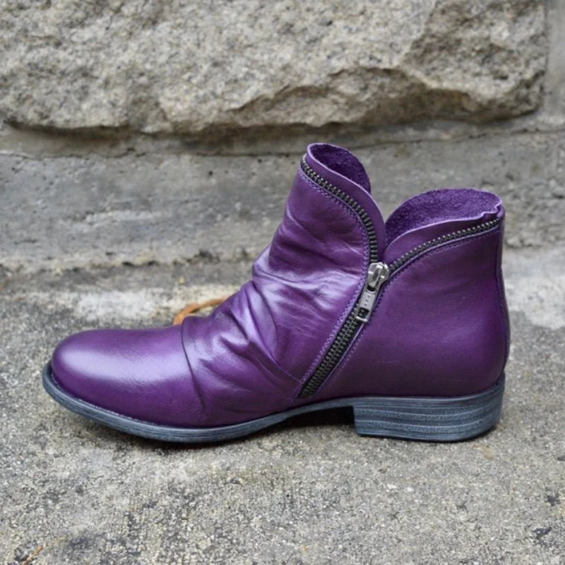 Botines Con Cremallera Lateral y Detalle Fruncido Para Mujer | Ideal Para Uso Diario