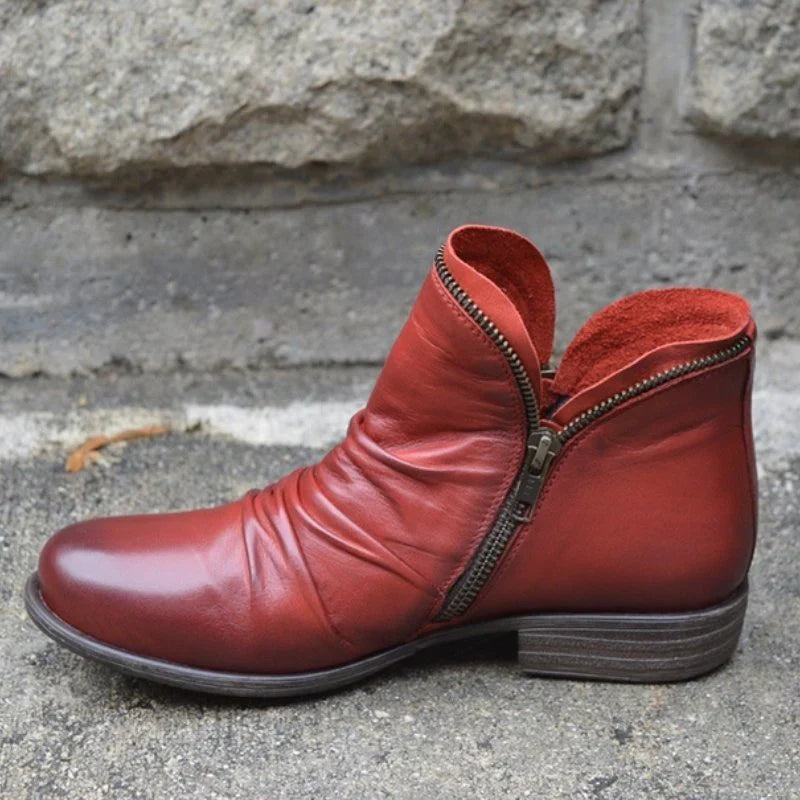 Botines Con Cremallera Lateral y Detalle Fruncido Para Mujer | Ideal Para Uso Diario