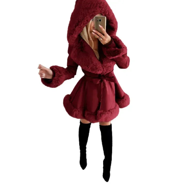 Abrigo Largo con Capucha y Cierre de Botones para Mujer | Ideal para El Invierno