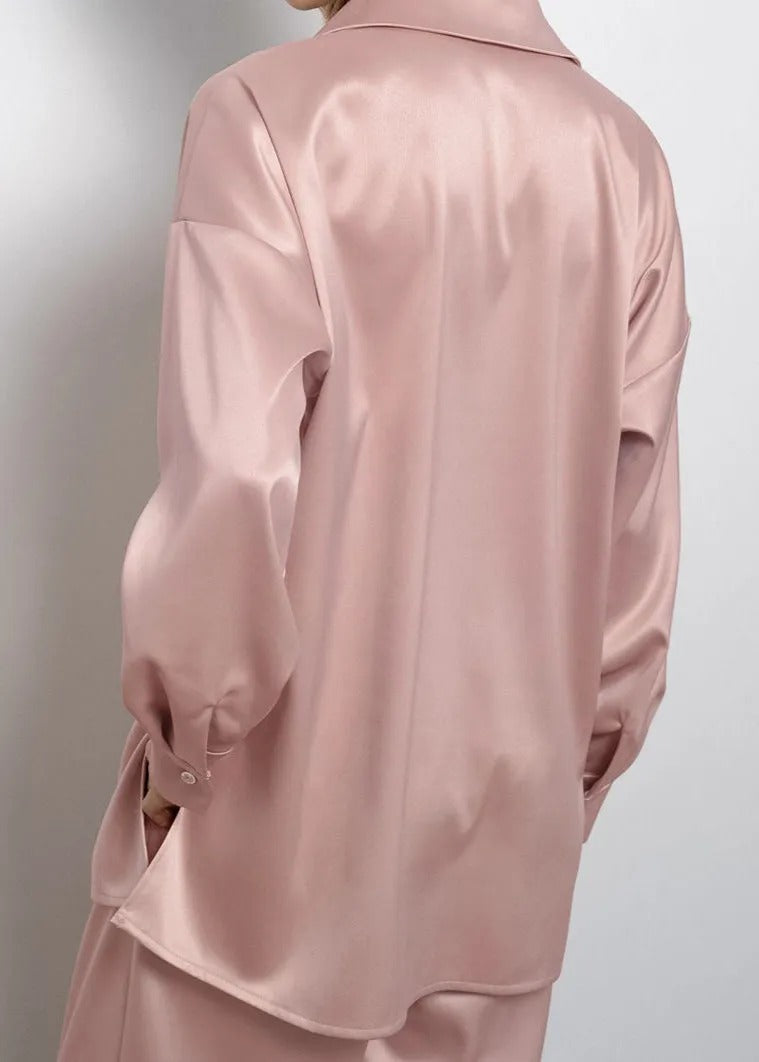 Conjunto De Dos Piezas Con Camisa Abotonada y Pantalón De Pierna Ancha para Adultos | Ideal para Uso Diario Y Descanso