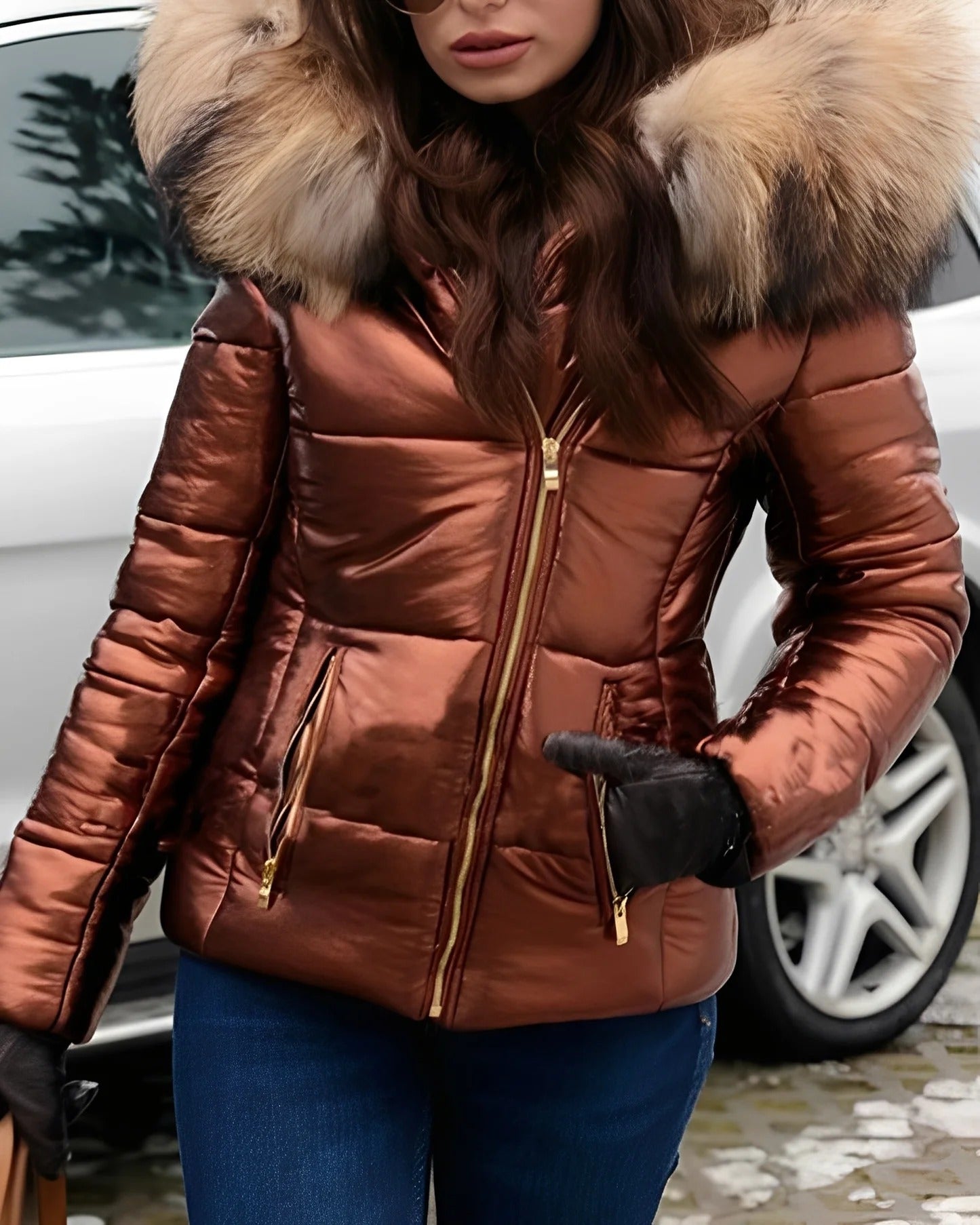 Abrigo Acolchado Largo con Capucha y Cierre de Cremallera para Mujer | Ideal para Invierno