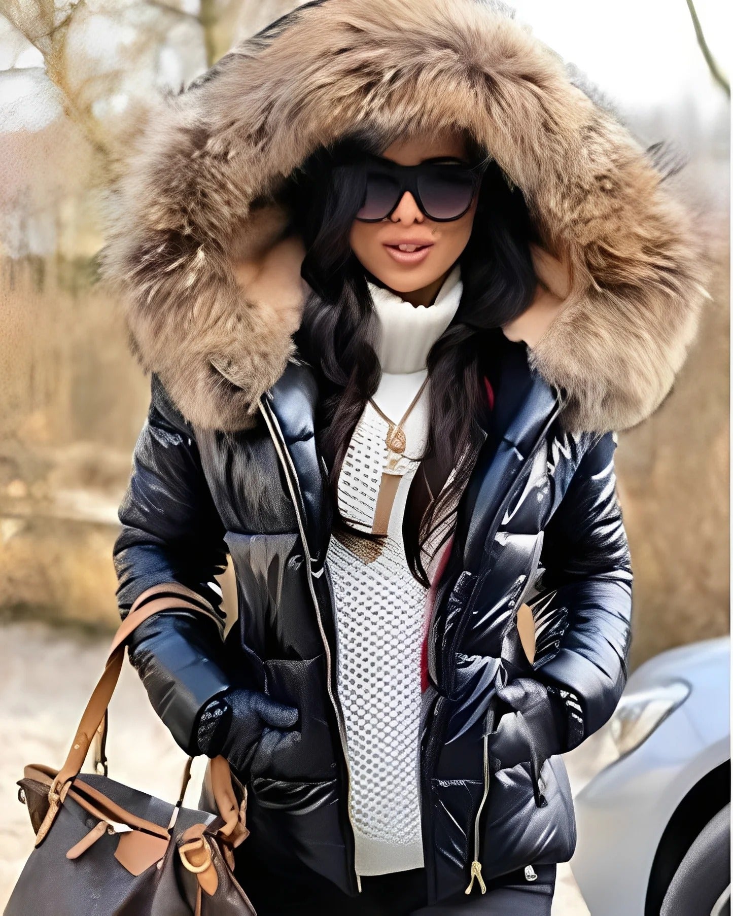 Abrigo Acolchado Largo con Capucha y Cierre de Cremallera para Mujer | Ideal para Invierno
