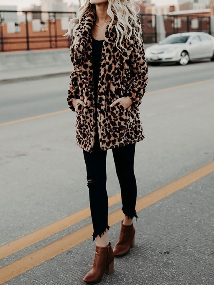 Chaqueta De Invierno Con Estampado Leopardo Para Mujer | Ideal Para Uso Diario En Exteriores