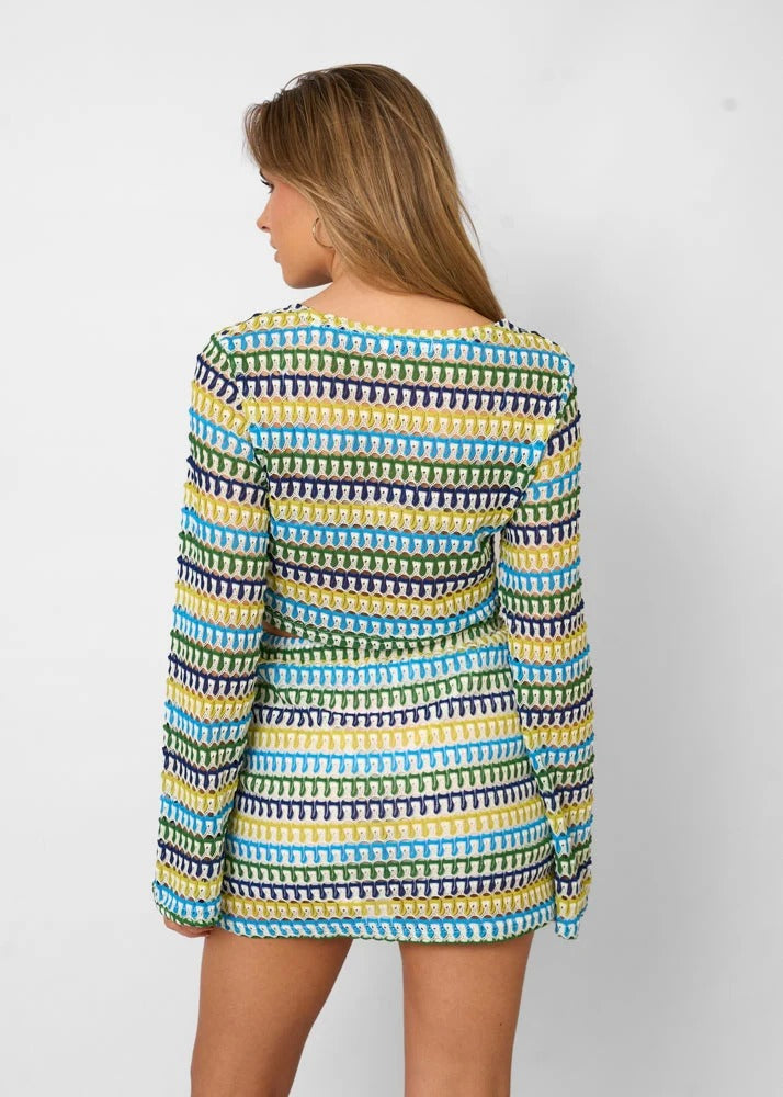 Conjunto con Top Corto De Manga Larga y Falda Mini De Talle Alto para Mujer | Ideal para Primavera/Verano