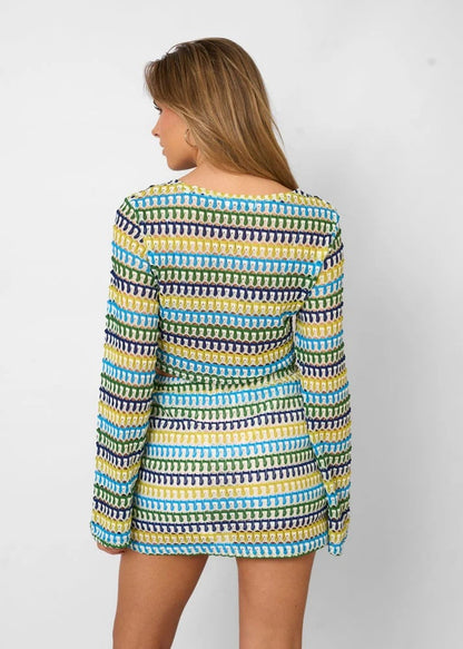 Conjunto con Top Corto De Manga Larga y Falda Mini De Talle Alto para Mujer | Ideal para Primavera/Verano