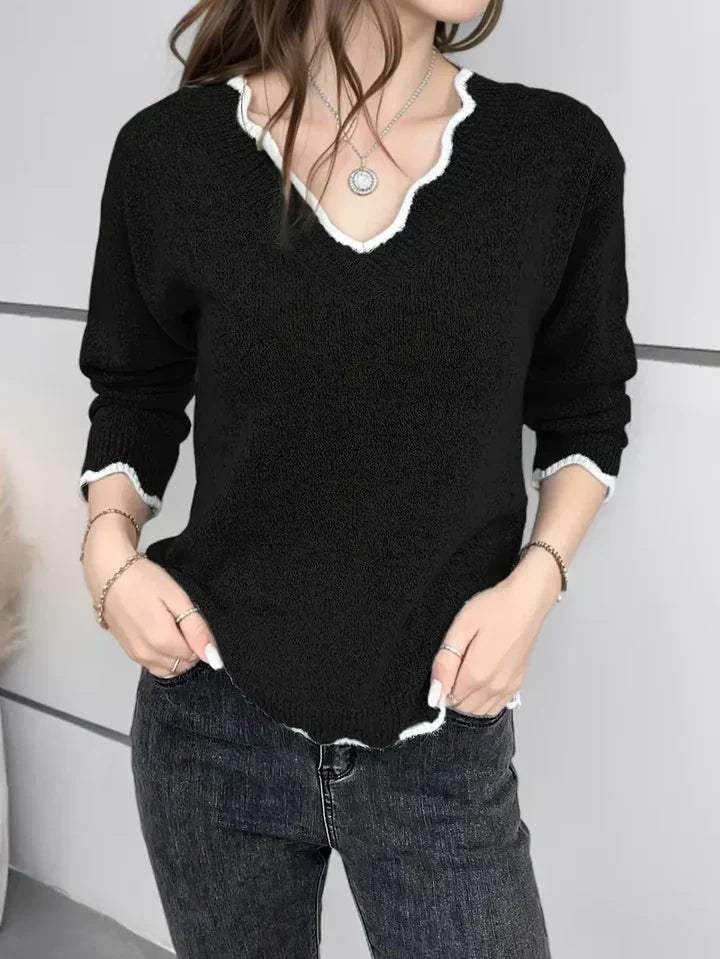 Jersey De Punto Con Escote En V Para Mujeres | Ideal Para Uso Diario