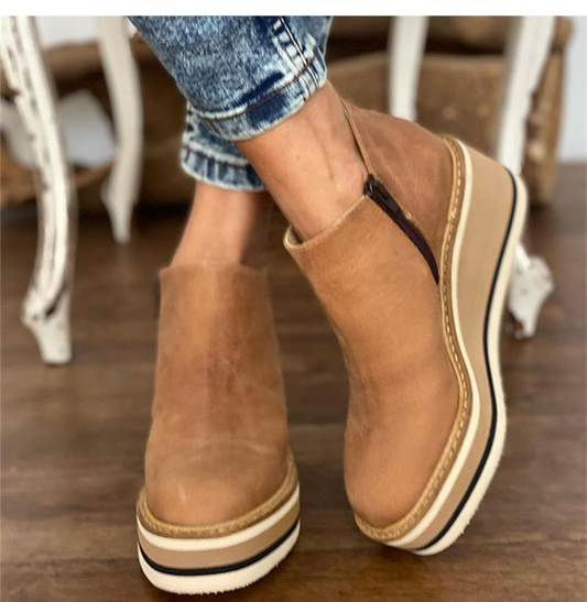 Botines Con Tacón Medio y Cremallera Lateral Para Mujer | Ideal Para Uso Diario en Ciudad