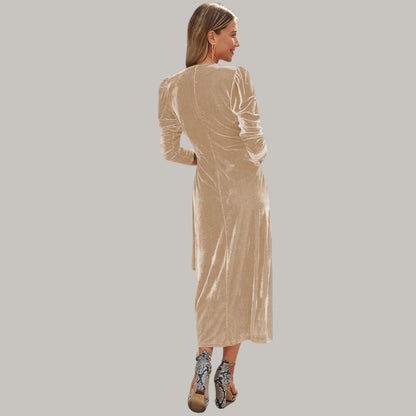 Vestido Midi con Corte Cruzado y Cuello en V para Mujer | Ideal para Eventos Nocturnos