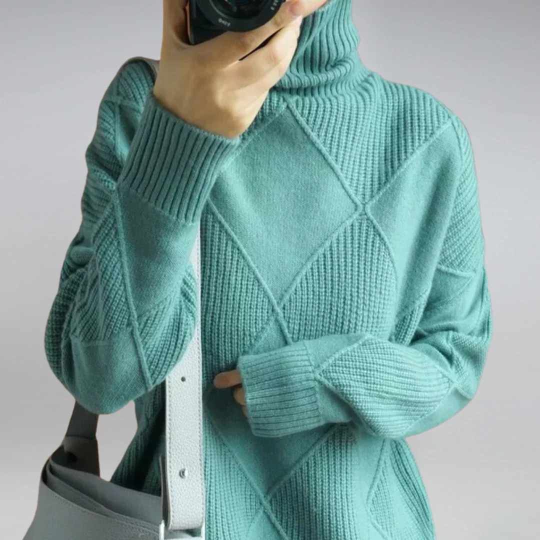 Jersey De Cuello Alto Con Diseño Cubriente Para Mujer | Ideal Para Invierno