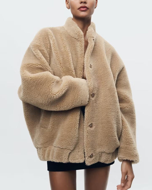 Chaqueta Con Corte Amplio Y Cuello Suave Para Mujer | Ideal Para Uso Diario En Invierno