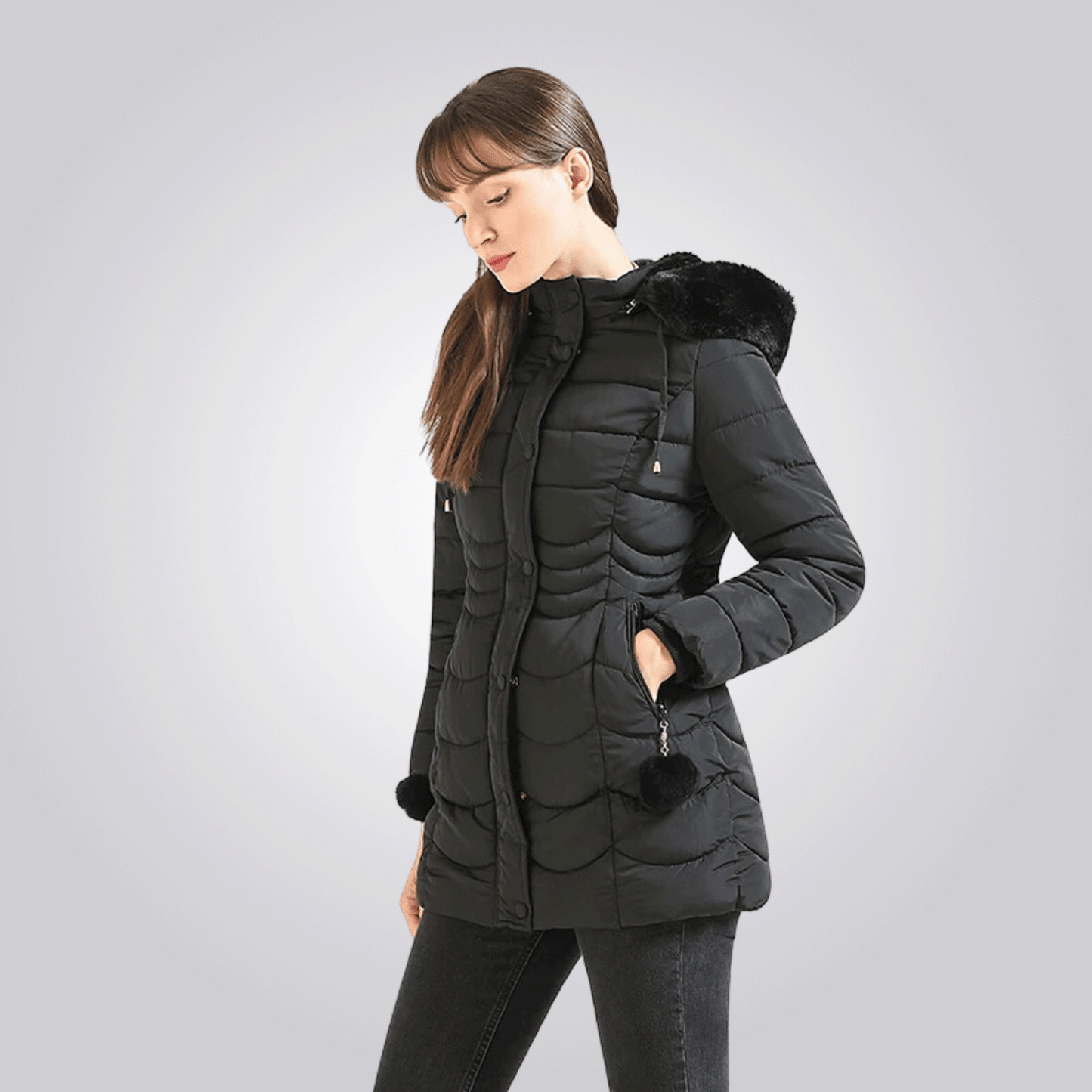 Manteau Largo Con Capucha Ajustable y Desmontable Para Mujer | Ideal Para La Temporada Fría
