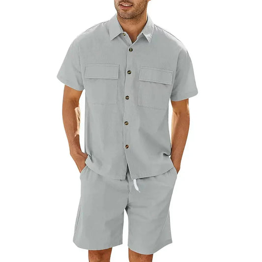 Conjunto Dos Piezas con Camisa de Manga Corta y Short con Cintura Elástica para Adultos | Ideal para Uso Diario