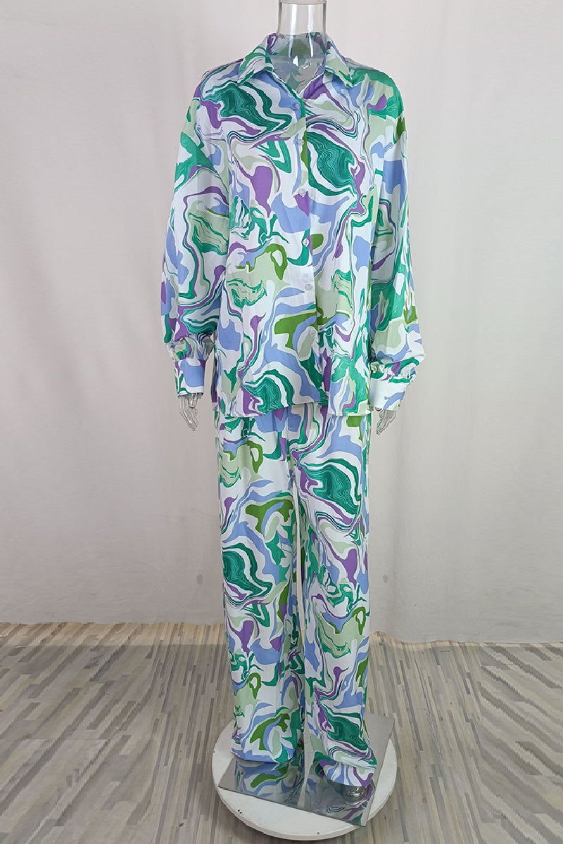 Conjunto de Dos Piezas con Estampado Abstracto para Mujer | Ideal para Uso Casual