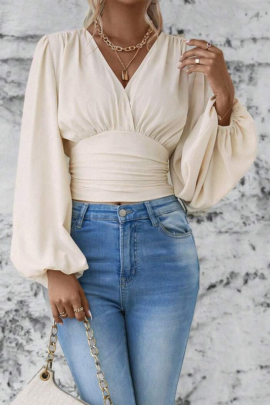 Blusa Con Cuello En V Y Detalle Fruncido Para Mujer | Ideal Para Uso Diario O Profesional