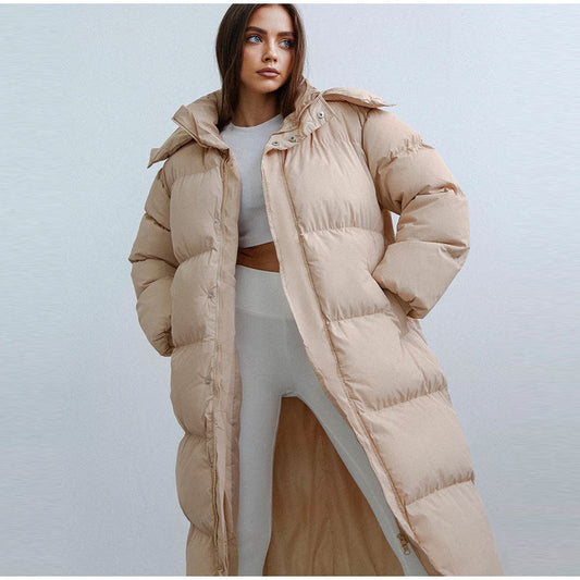 Chaqueta Acolchada Larga con Cierre de Cremallera para Mujer | Uso Diario en Invierno