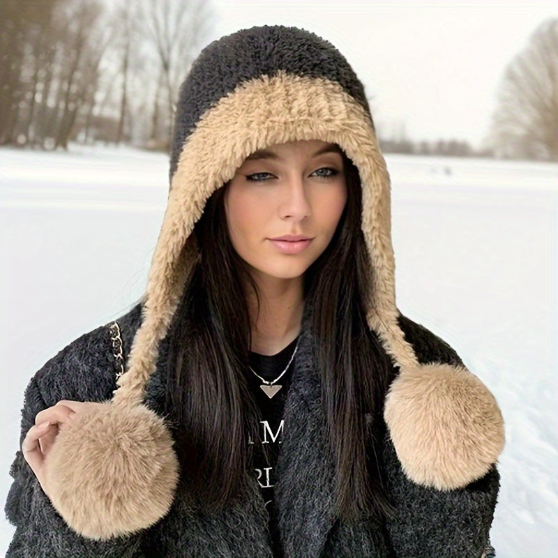 Gorro con Orejeras Ajustables y Pompon para Mujer | Ideal para Actividades al Aire Libre en Invierno