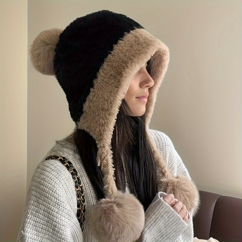 Gorro con Orejeras Ajustables y Pompon para Mujer | Ideal para Actividades al Aire Libre en Invierno