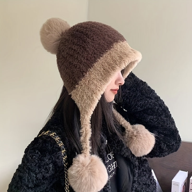 Gorro con Orejeras Ajustables y Pompon para Mujer | Ideal para Actividades al Aire Libre en Invierno