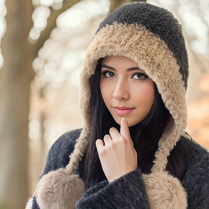Gorro con Orejeras Ajustables y Pompon para Mujer | Ideal para Actividades al Aire Libre en Invierno