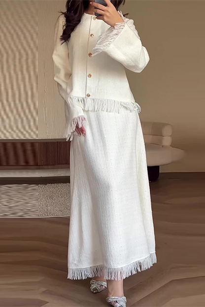 Conjunto de Dos Piezas con Top de Manga Larga y Pantalón de Cintura Alta para Mujer | Ideal para Uso Diario