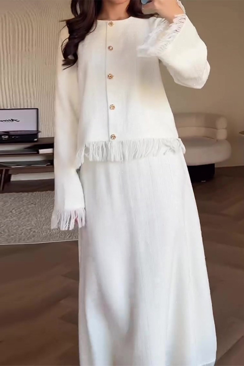 Conjunto de Dos Piezas con Top de Manga Larga y Pantalón de Cintura Alta para Mujer | Ideal para Uso Diario