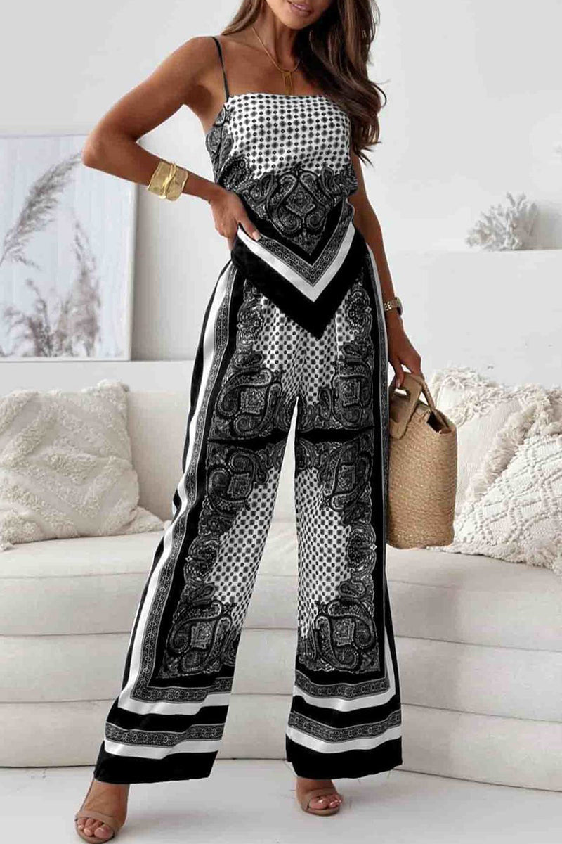 Conjunto De Dos Piezas Con Top Sin Mangas De Espalda Descubierta Y Pantalón Fluido Para Mujer | Ideal Para Verano