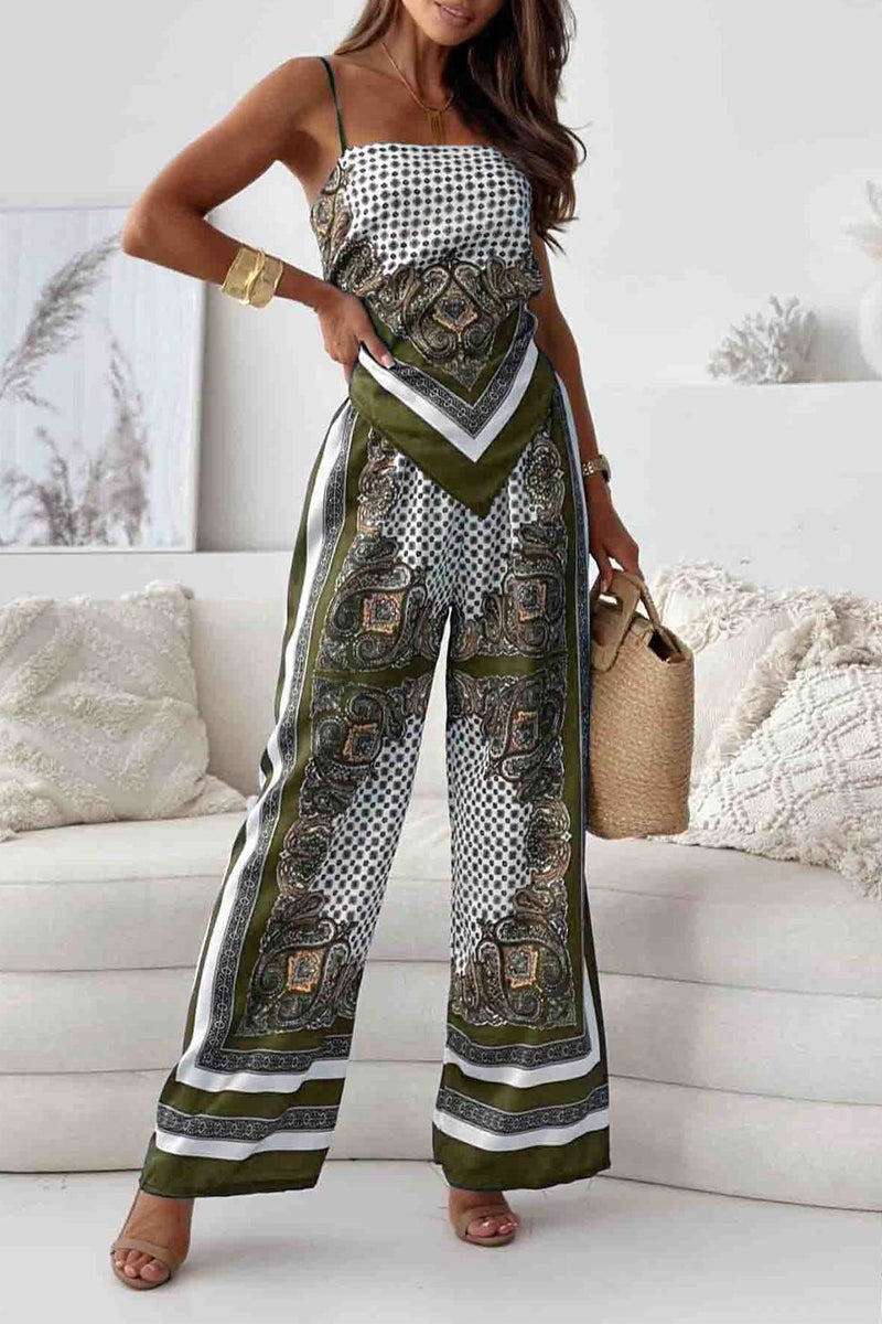 Conjunto De Dos Piezas Con Top Sin Mangas De Espalda Descubierta Y Pantalón Fluido Para Mujer | Ideal Para Verano