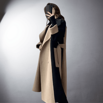 Abrigo con Diseño Bicolor y Corte Recto para Mujer | Ideal para Invierno