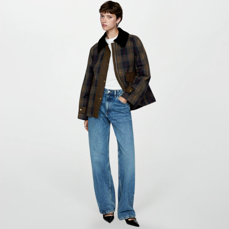 Abrigo con Diseño De Cuadros con Cierre De Cremallera para Mujer | Ideal para Días Fríos