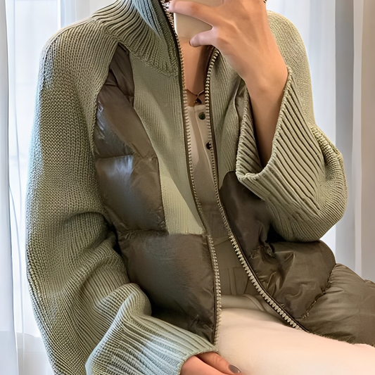 Chaqueta Acolchada Bicolor con Cierre Frontal para Mujer | Ideal para Entretiempo y Uso Diario