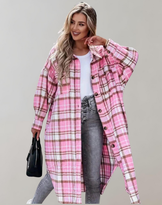 Abrigo Largo con Estampado de Cuadros para Adultos | Ideal para Otoño