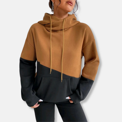 Sudadera Bicolor Con Capucha y Bolsillo Para Mujer | Ideal Para Uso Diario